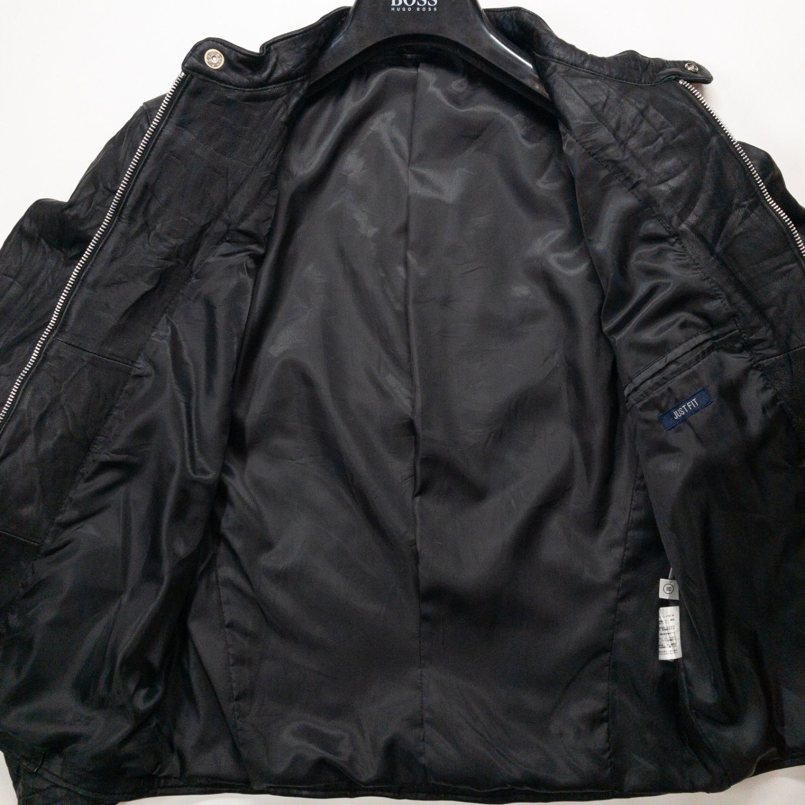 (美品) ユニクロ ラムレザー シングル ライダースジャケット シワ加工 美品) ユニクロ ラムレザー シングル ライダースジャケット シワ