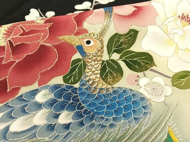 平和屋着物○豪華黒留袖 友禅 作家物 草花文 正絹 逸品 CAAU2924yc