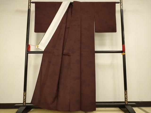 平和屋着物▽本塩沢 単衣 110亀甲 幾何学文 正絹 逸品 AAAS4934fy