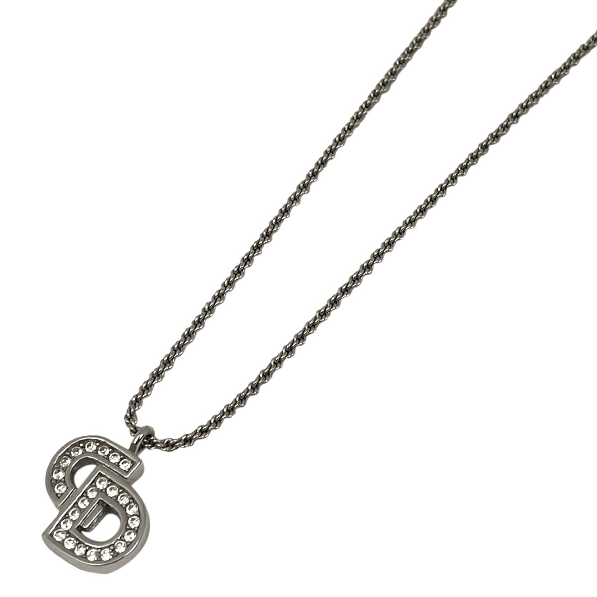 クリスチャンディオール ネックレス ストーン ロゴ CD シルバー