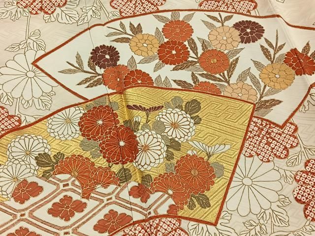 平和屋着物□豪華振袖 駒刺繍 地紙草花文 金糸 金彩 正絹 逸品