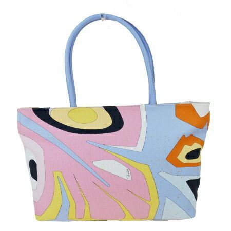 【中古】 中美品 エミリオプッチ EMILIO PUCCI トートバッグ ショルダー パープル キャンバス レザー 03ET757