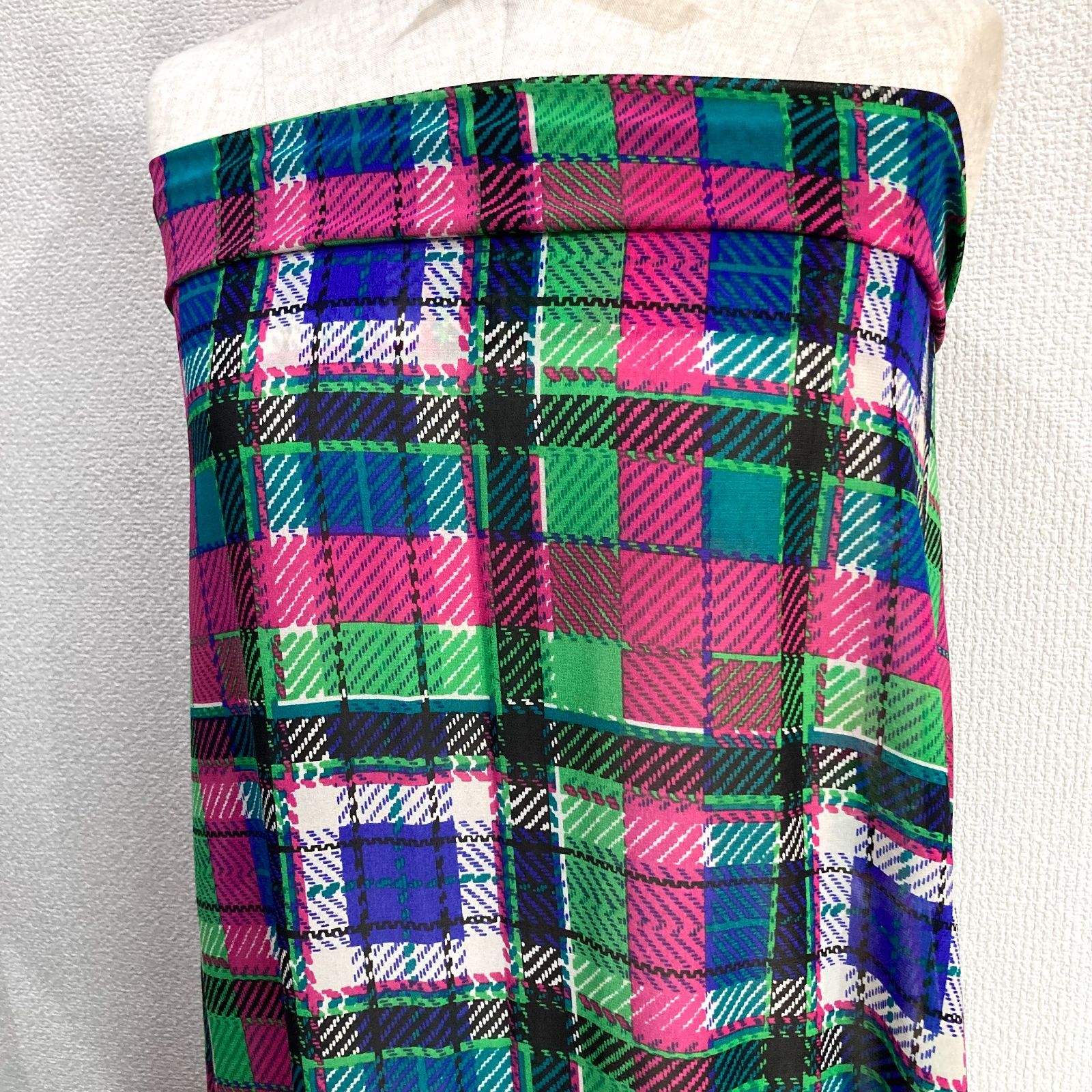 希少品【1631】チェック柄シルクシフォン生地 約230㎝ - メルカリ