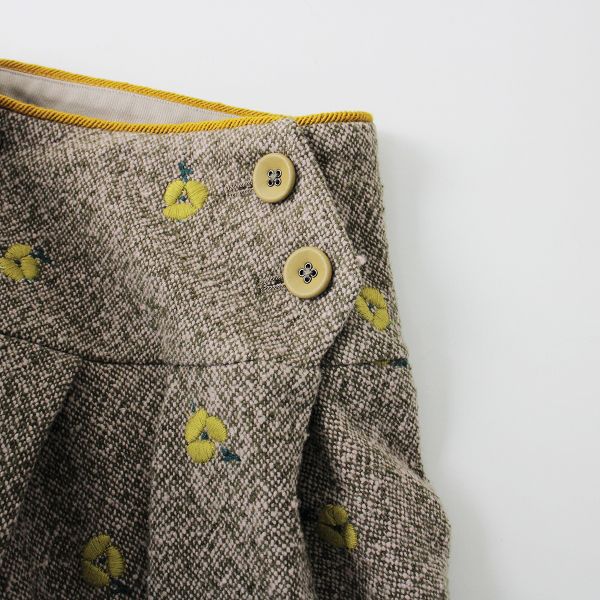 美品 mina perhonen ミナペルホネン ohayo 刺繍 ウール タックフレア