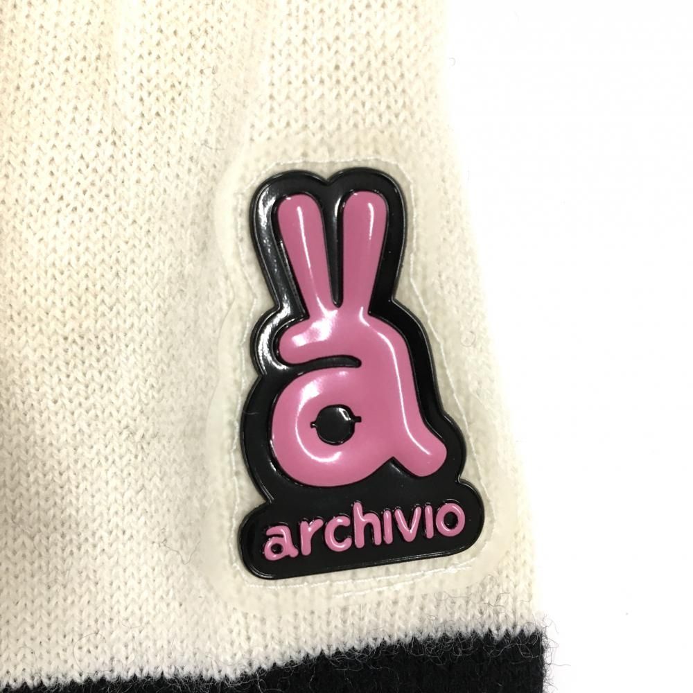 アルチビオ セーター 白×黒 フロントロゴ ウール100％ ニット