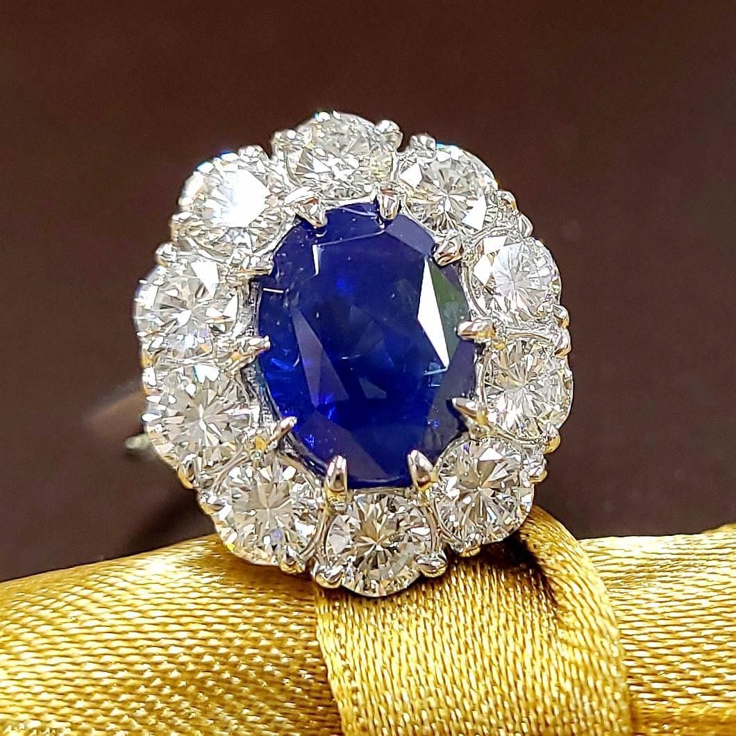 最高級ロイヤルブルー サファイア 5.4ct ct ダイヤ プラチナ