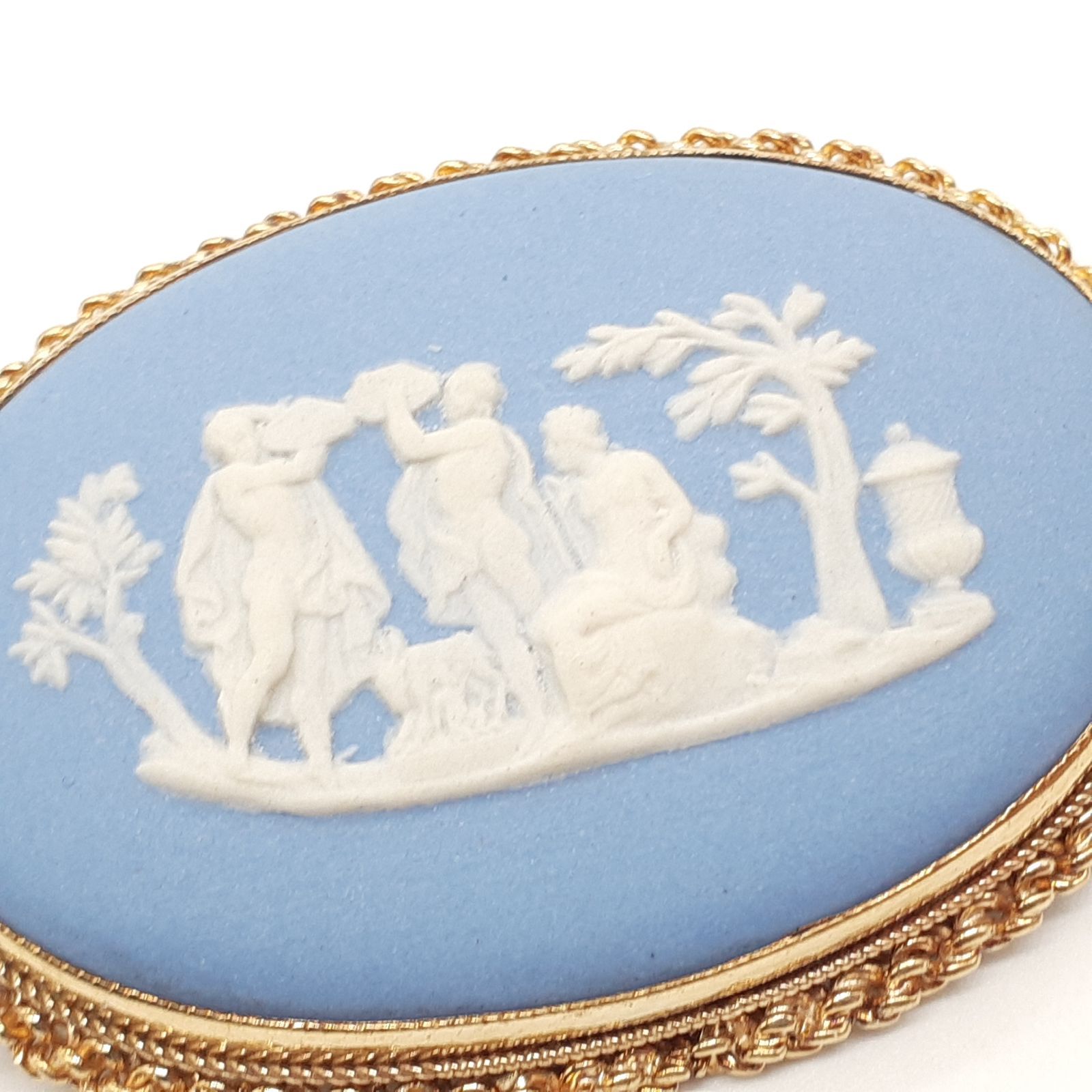  ウェッジウッド　K9　375刻印 カメオ ブローチ Wedgwood ウェッジウッド 375 K9 9金イエローゴールド