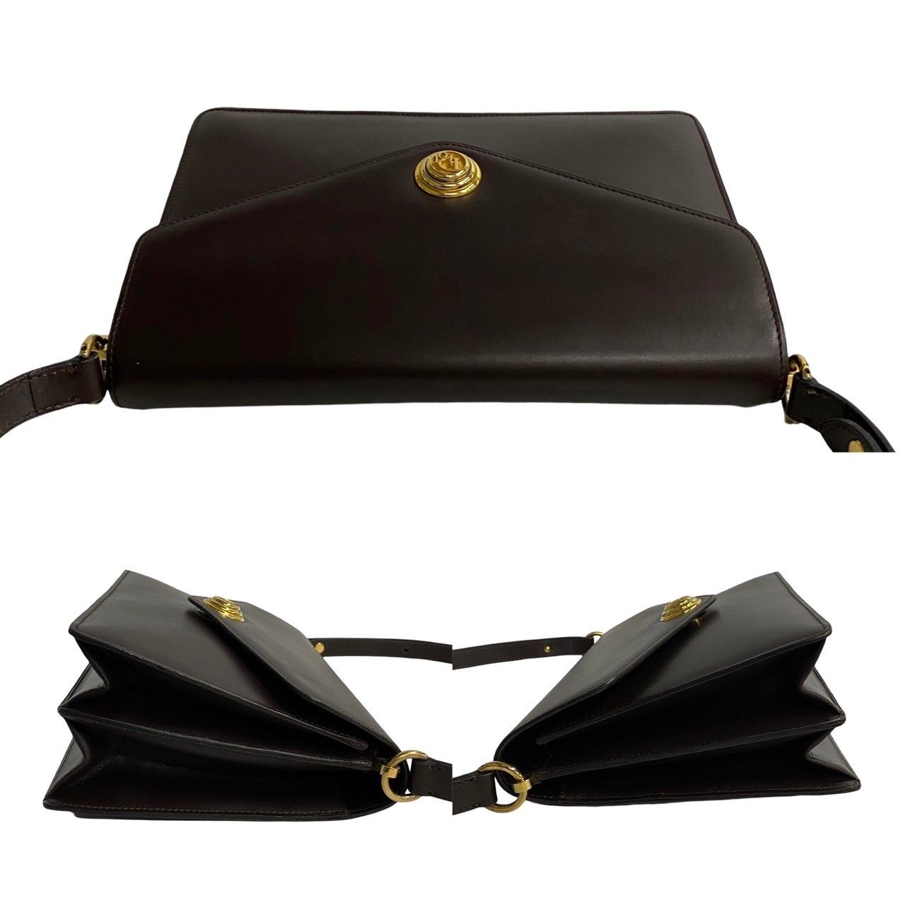 （極美品）希少　Christian Dior　レザー　金ロゴ　ショルダーバック 極 美品 希少品 Christian Dior ディオール ロゴ 金具 カーフ レザー