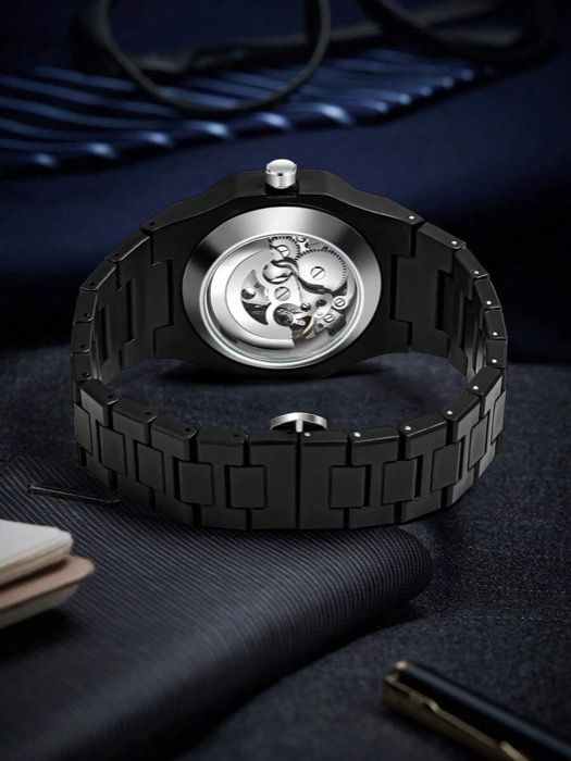  腕時計 メンズ 機械式 メカニカル ウォッチボックスセット 洗練されたミニマリストビジネススタイルメンズウォッチ マットオイルプラスチックストラップ ミックススケールメカニカルウォッチ ファッションメンズウォッチセ 腕時計(デジタル) 時計