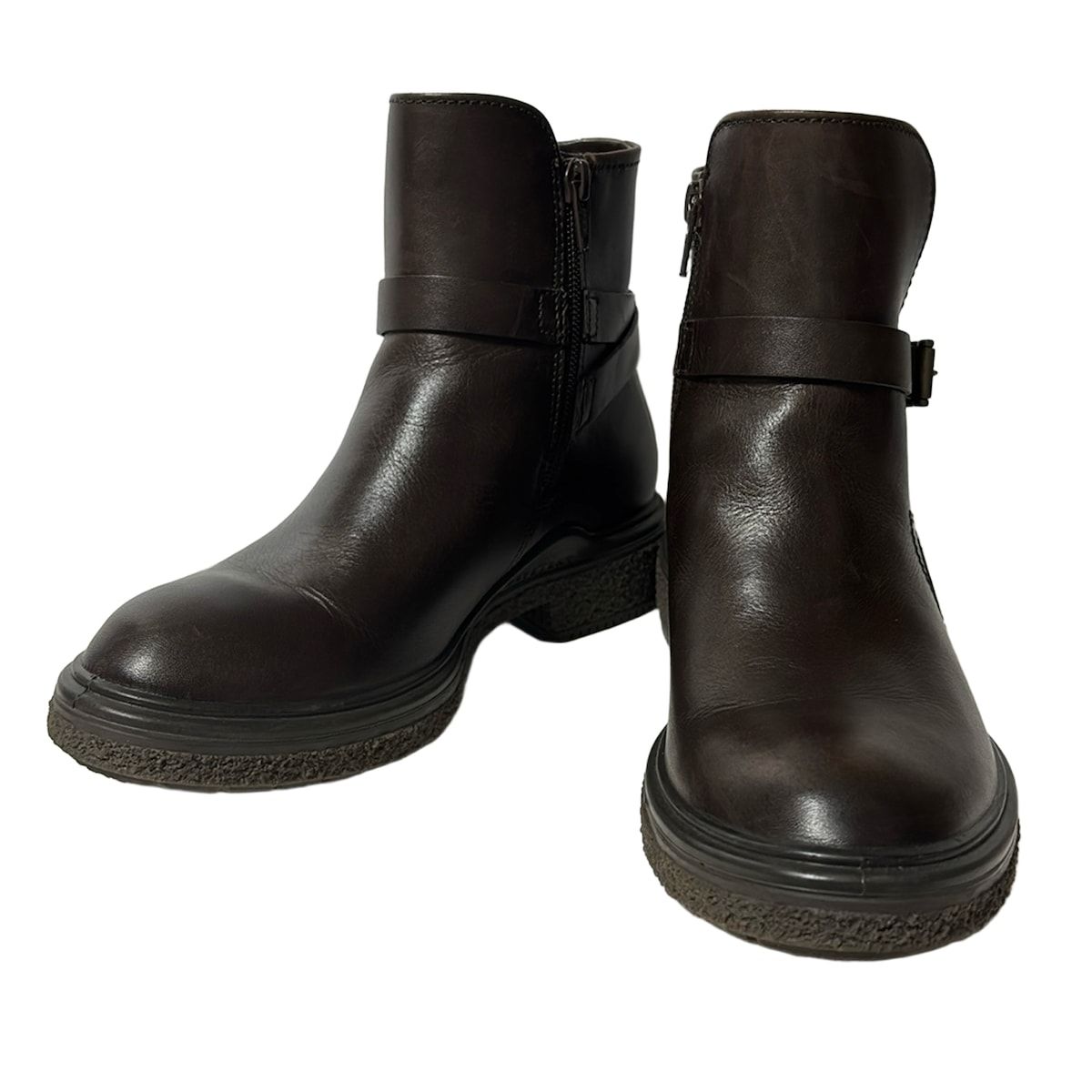 ECCO エコー ショートブーツ 35 レディース - ダークブラウン レザー