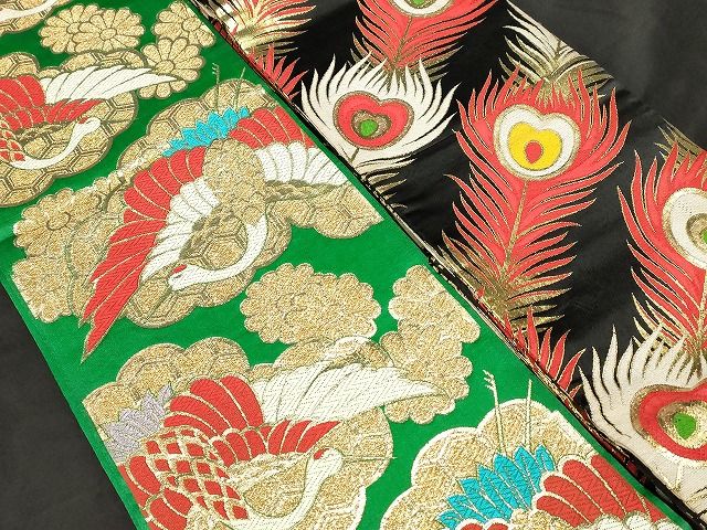  子供帯 まとめて 35点 鳳凰 鶴 孔雀羽 蝶 花柄 七宝 楽器 アンティーク 金銀糸 など 着用 多数 あり ppp 2590 帯 兵児帯 着物 浴衣 和小物