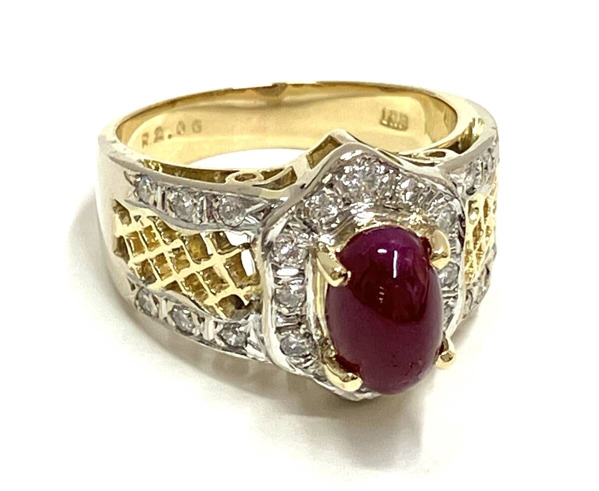 k18WG ダイヤ ルビー ヘッド K18 天然ルビー2.06ct ダイヤ0.34ct リング 指輪 8.8.2g #12