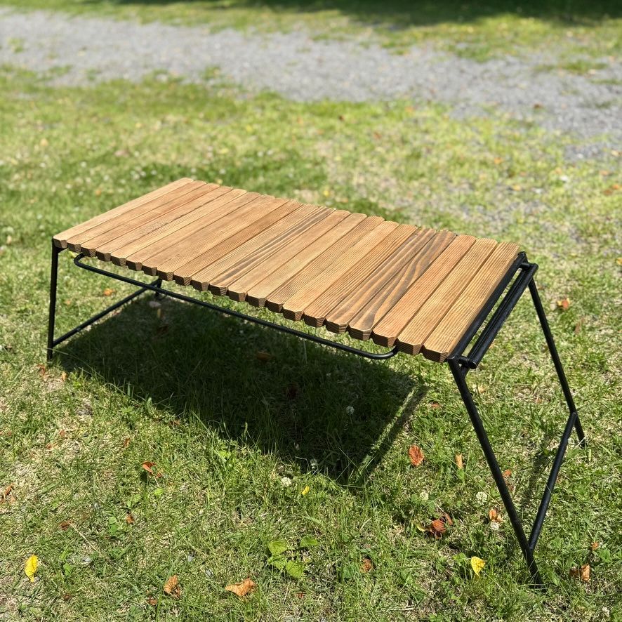 IGT対応 折りたたみアイアンテーブル ジャコビーン色-フラットバーナーテーブル IGT対応 折りたたみアイアンテーブル ジャコビーン色-フラットバーナー