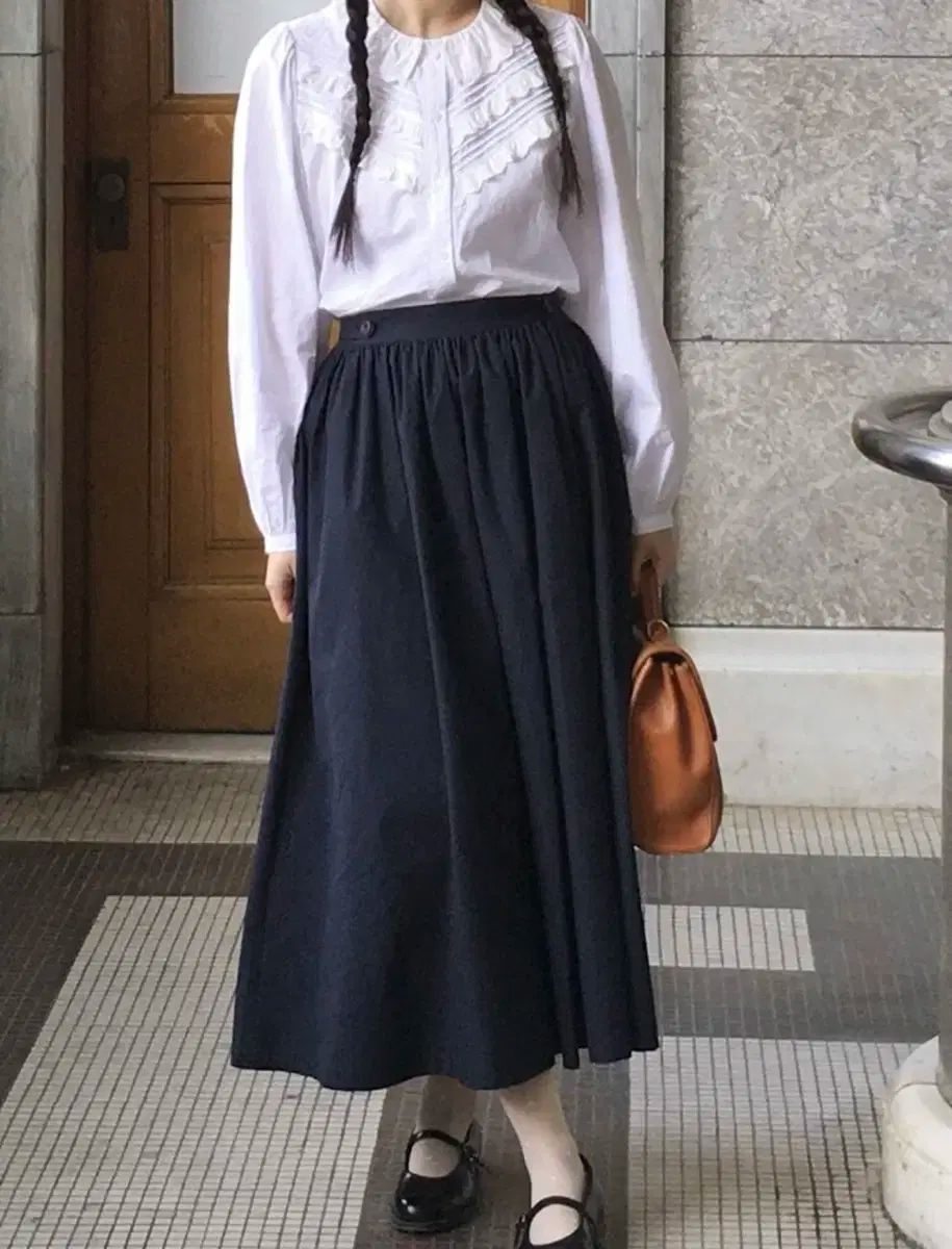 mimi boutique ソフト ボタン スカート ネイビー