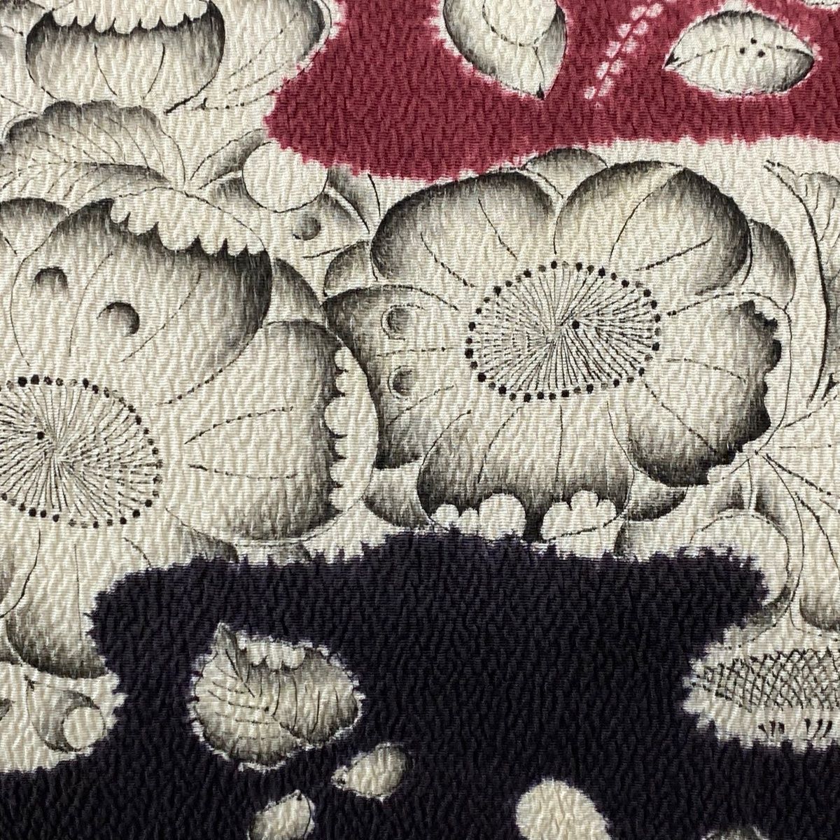 名古屋帯 大脇一心 落款 辻が花 絞り 赤紫 正絹