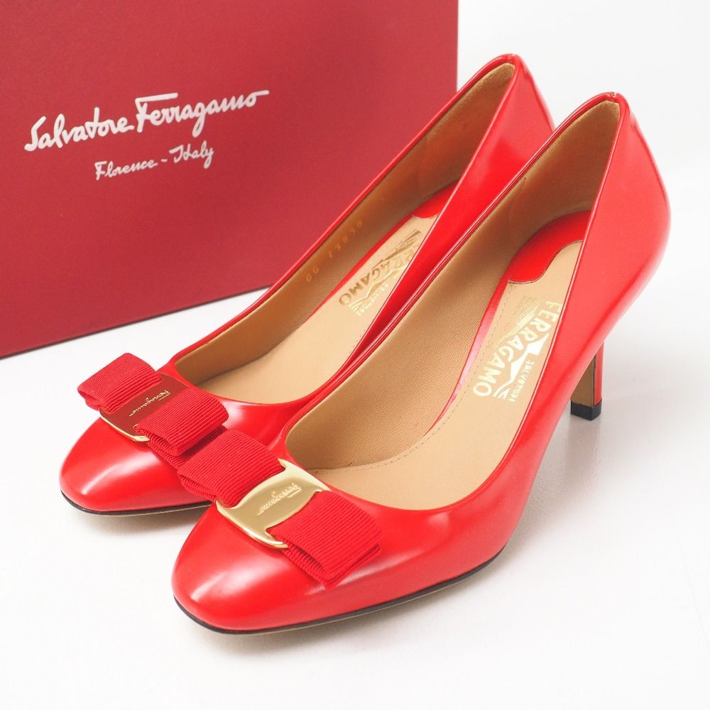 Salvatore Ferragamo サルヴァトーレフェラガモ ERICE 70 エリーチェ パンプス サイズ5D ヴァラ リボン 靴 赤 イタリア製 20251009 RA6190 USTAUSTRALIA_COM_AU