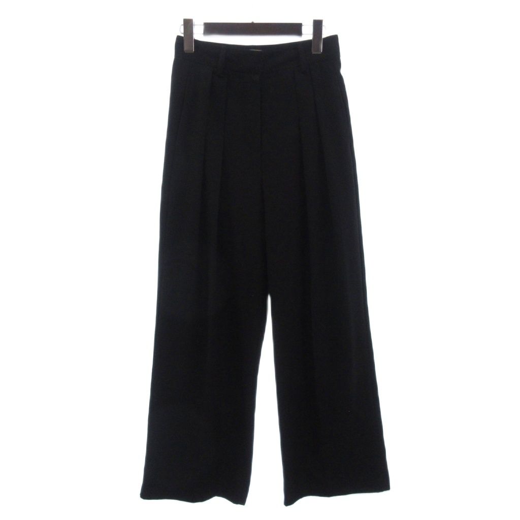 トゥデイフル TODAYFUL Tuck Twill Trousers スラックス パンツ ワイド ジップフライ ツータック 12410707 黒 ブラック 36