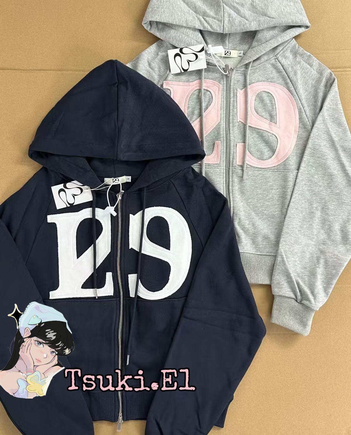 新品 韓国 ILLIGO イリゴ 129 LOGO PATCH HOODIE ZIP-UP フード