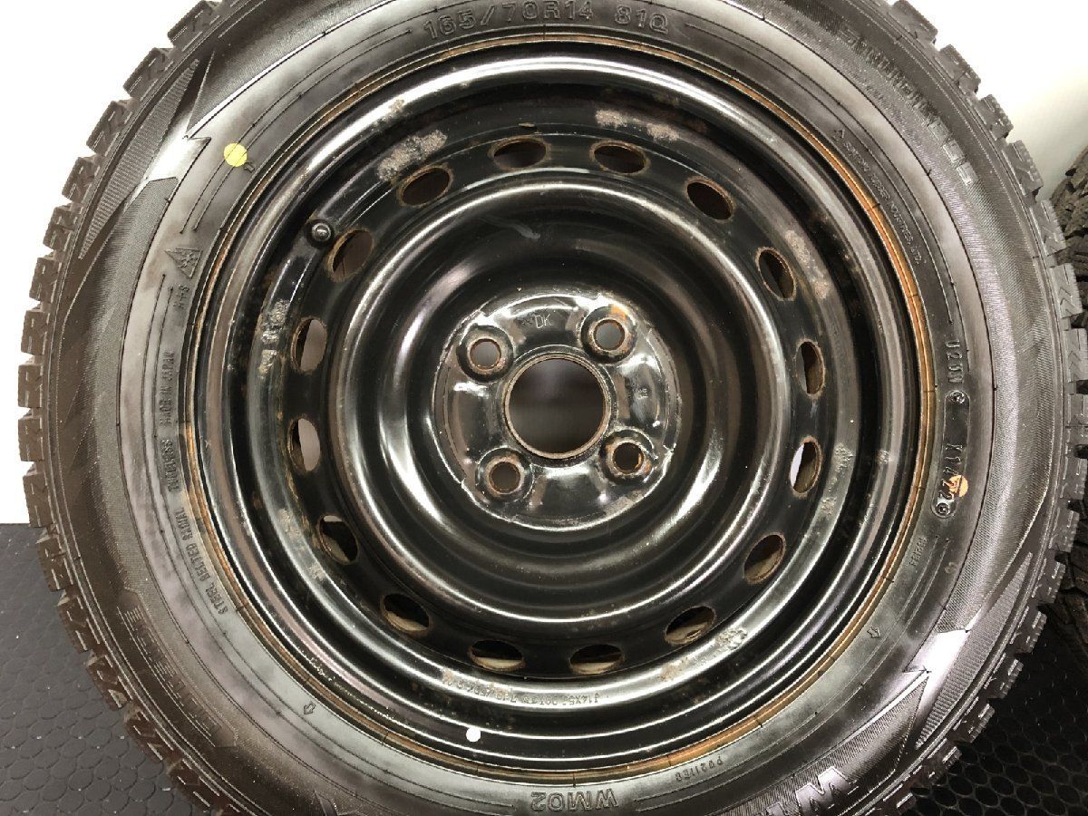 DUNLOP WM02 165|70R14 スタッドレス トヨタ 純正ホイール 14インチ 5J4HPCD100 ハブ径54mm 22年製 バリ溝 ヴィッツ等 STD033