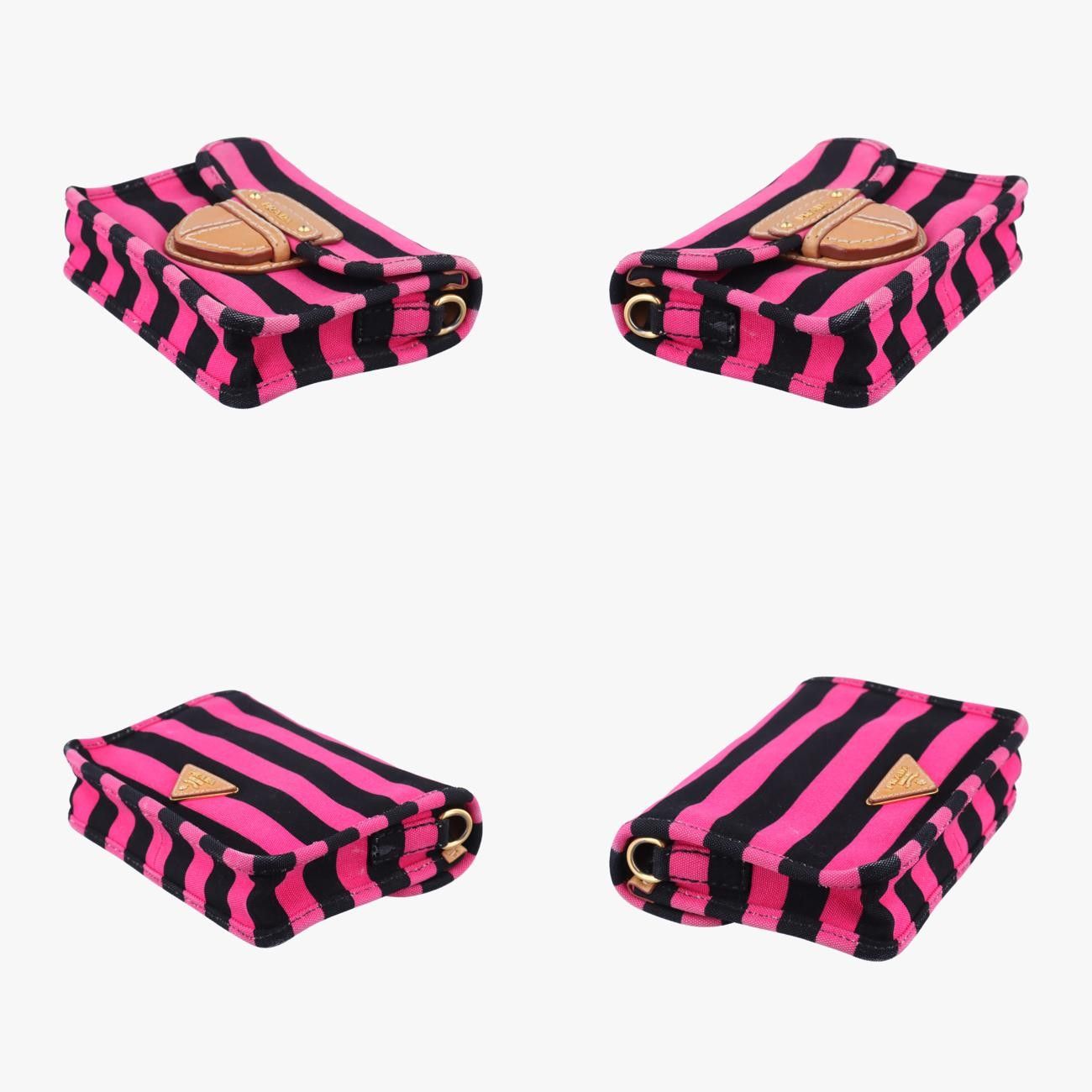 プラダPradaカナパ リゲブラック×ブラウン×ピンクキャンバスBT07857/B