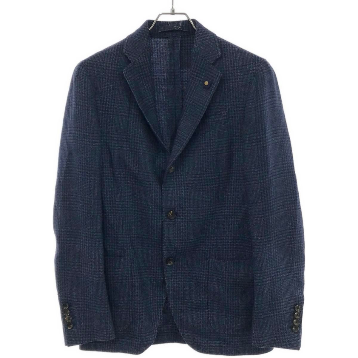 LARDINI ラルディーニ ウールリネン チェックテーラードジャケット 