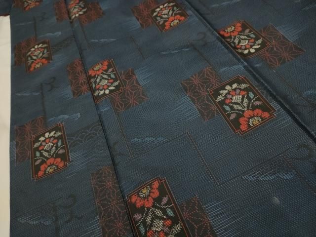 平和屋着物■本場村山大島紬　色紙重ね花文　逸品　未使用　BAAJ3147hv 平和屋着物□本場村山大島紬 色紙花文 正絹 逸品 AAAT4040jd 平和屋着物