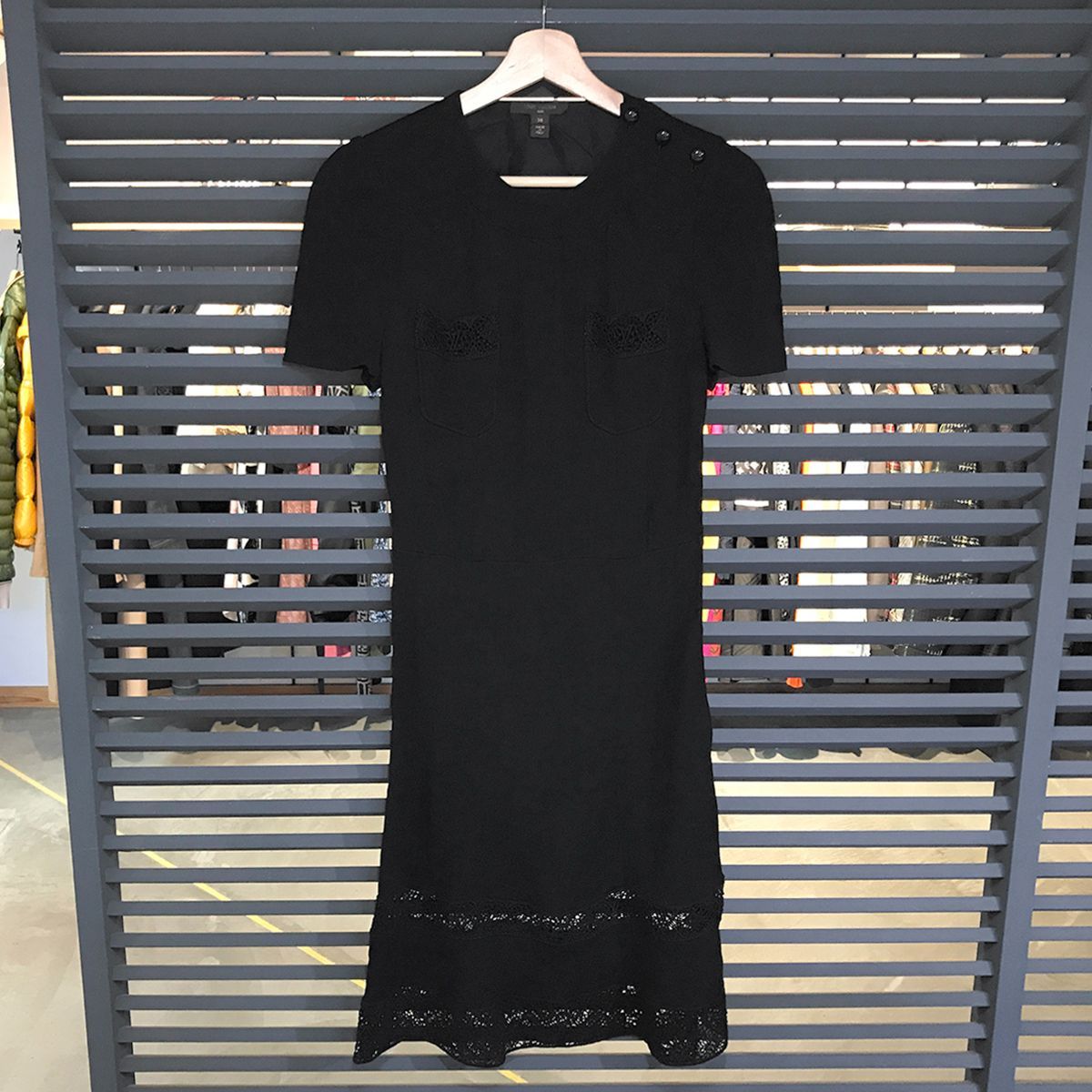 ルイヴィトン モノグラム レースデザイン 半袖ワンピース ブラック 36 Sサイズ 14435