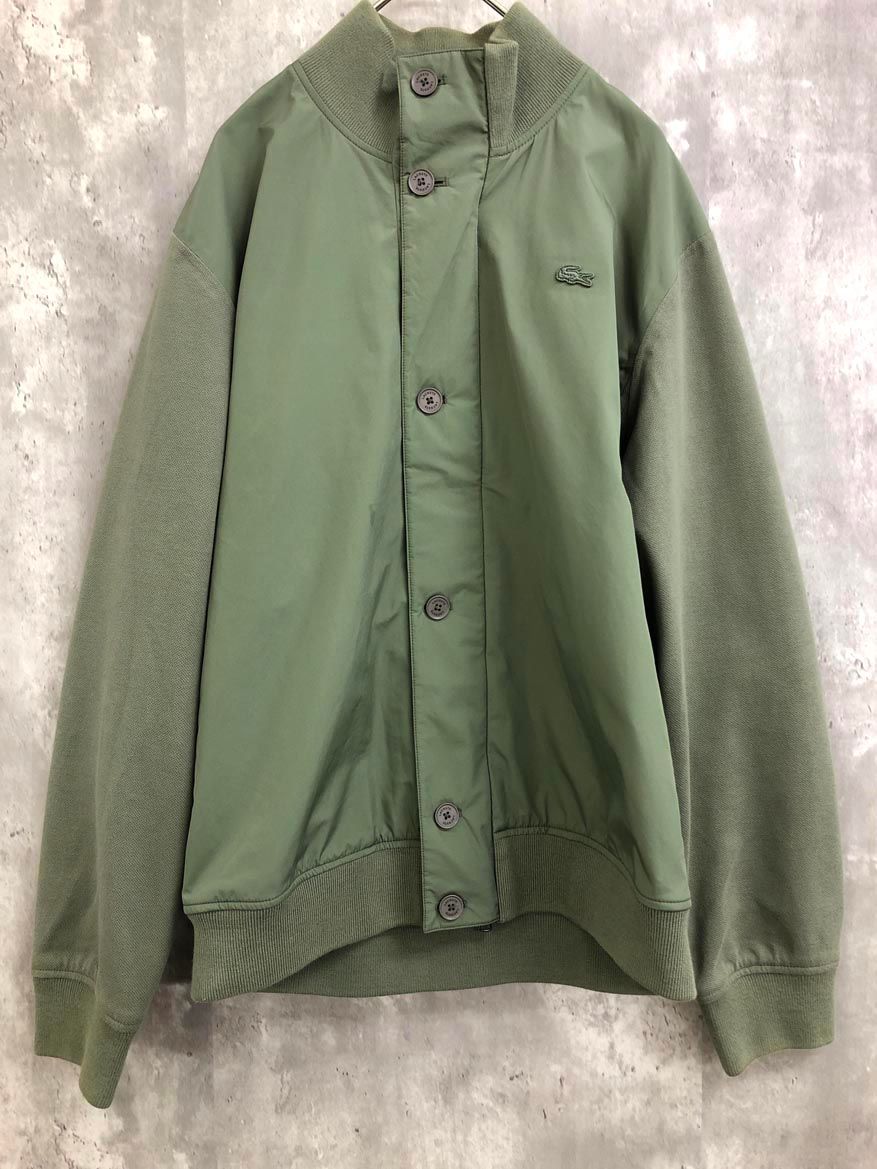 LACOSTE ラコステ 透湿ラミネート加工 ピケ ブルゾン ジャケット sizeS/カーキ メンズ