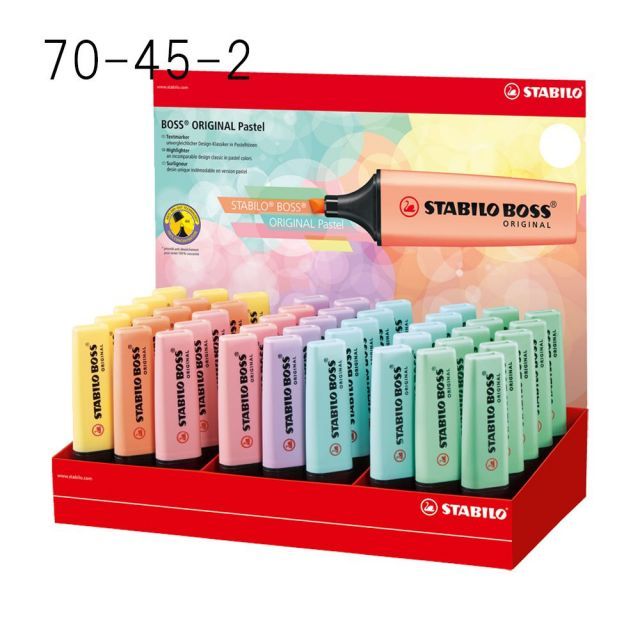 #マークス 蛍光ペン ボス パステル /スタビロ 45本什器セット 70-45-2