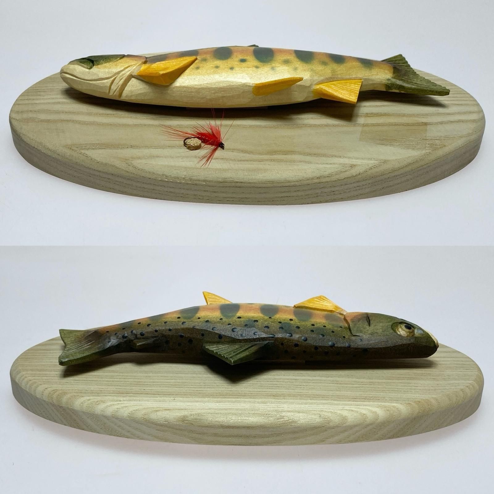山女魚 ヤマメ 木彫り 壁掛け 渓流魚 川魚 - メルカリ
