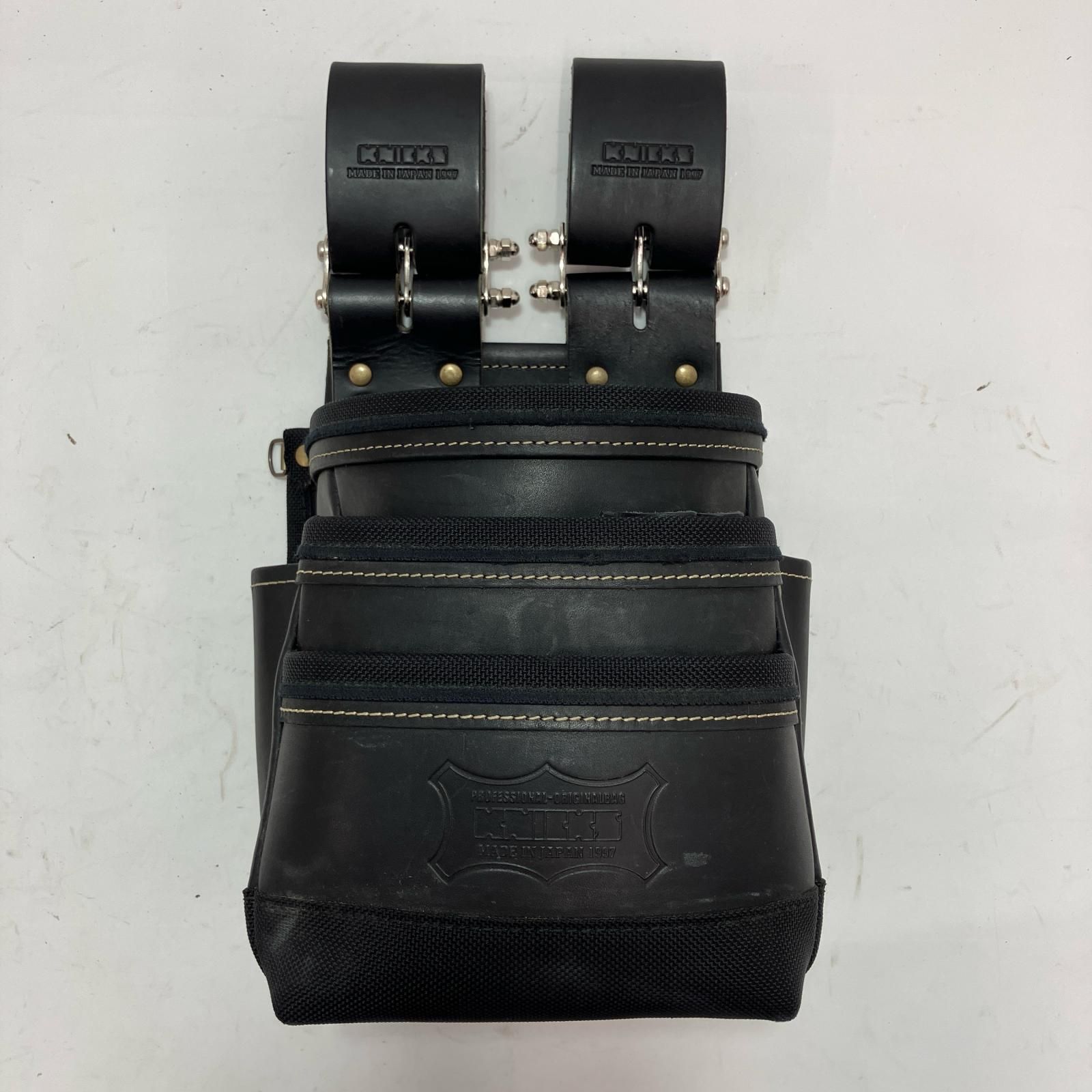 KNICKS ニックス 総ヌメ革3段腰袋 KGB-301 DDX ブラック