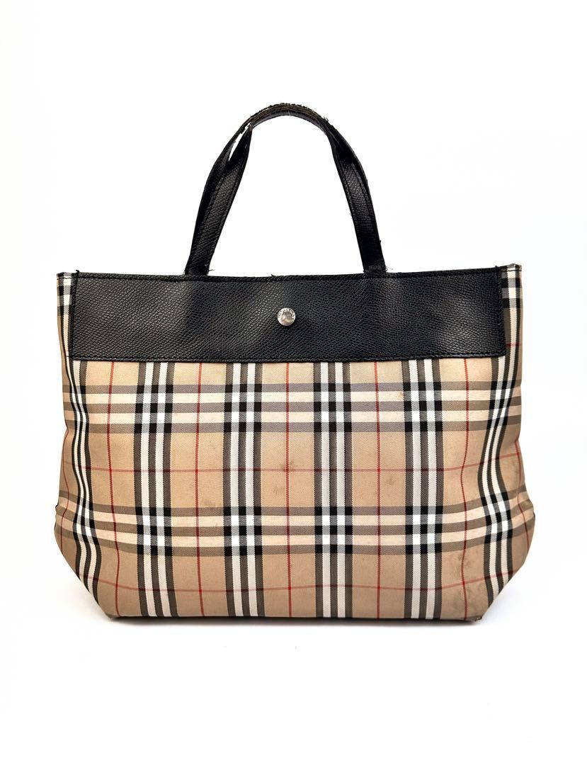 バーバリー ロンドン ハンドバッグ ノバチェック ベージュ 黒レザー ナイロン Burberry London ビジネスバッグ ジャガード  ナイロンバッグ B5 A5 メンズ ガールズ ウィメンズ