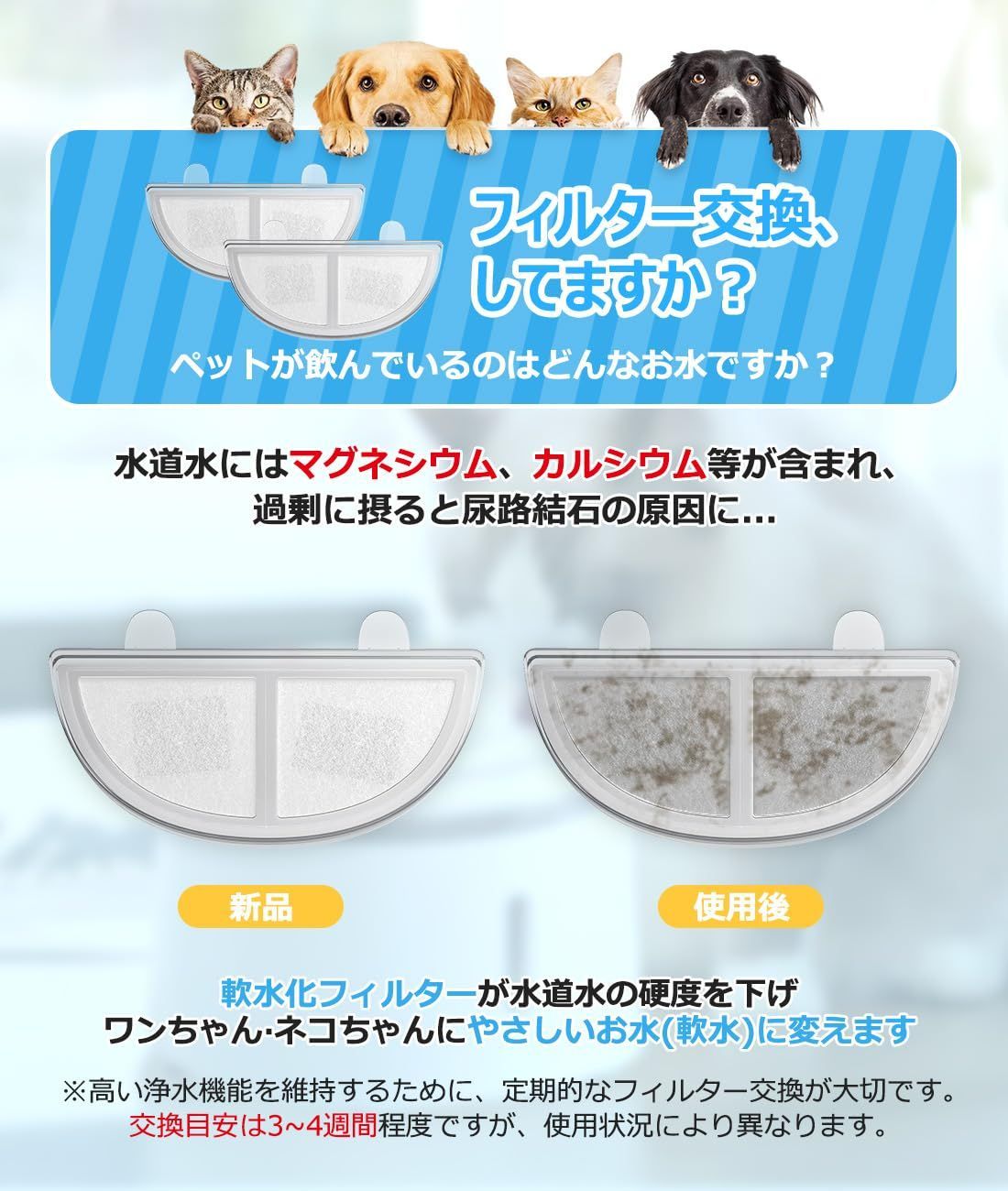【数量限定】給水器 水飲み器 フィルターユニット 猫 犬 フィルター フィルター 枠付き 自動給水器 ペット 互換品 9セット入り WF20&CF20 用 スマートペット