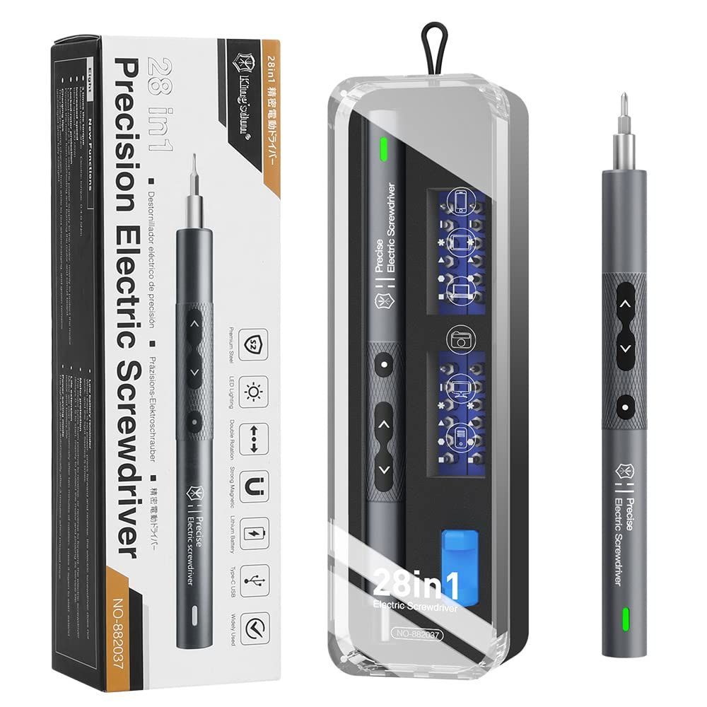 EDurable ドライバー N30 グレー ドライバー 電動 小型 電動ドライバー 軽量 ペン型 正逆転 自動 USB充電式 LEDライト付き コンパクト