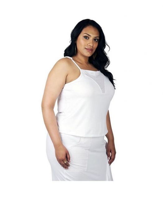 売れ筋商品|||ポエティックジャスティス カットソー トップス レディース Plus Size French Terry Spaghetti Strap Tank Top White 713F7q8x7UL._UY1000_.jpg
