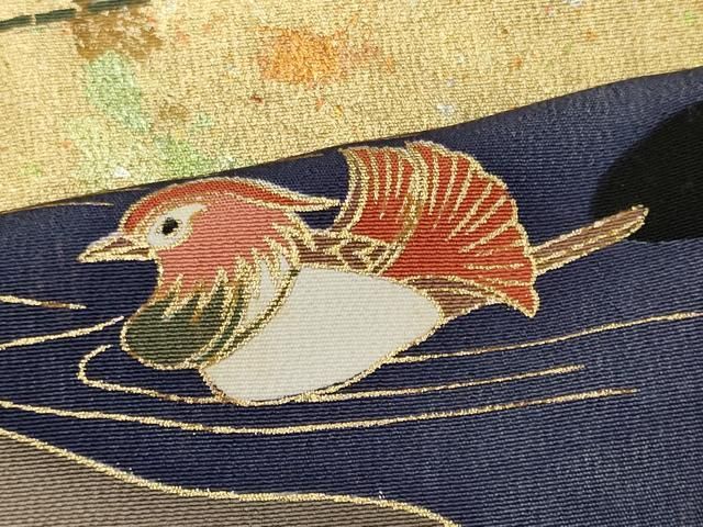 平和屋着物▽豪華黒留袖 作家物 駒刺繍 飛鶴花松文 暈し染 金彩 正絹