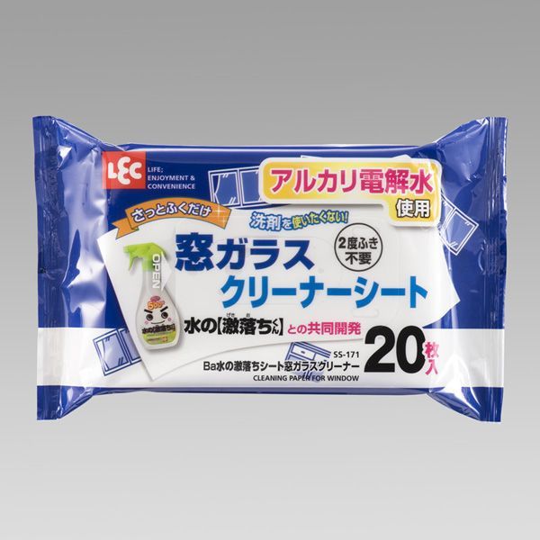 5営業日で発送 レック LEC Ba 水の激落ちシート 窓ガラスクリーナー 20枚入 アルカリ電解水使用 日本製 SS171 入数 60