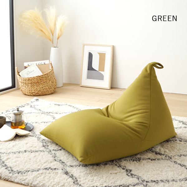 新品 ビーズクッション グリーン 緑色 ソファ 北欧 ビーズソファ 布製