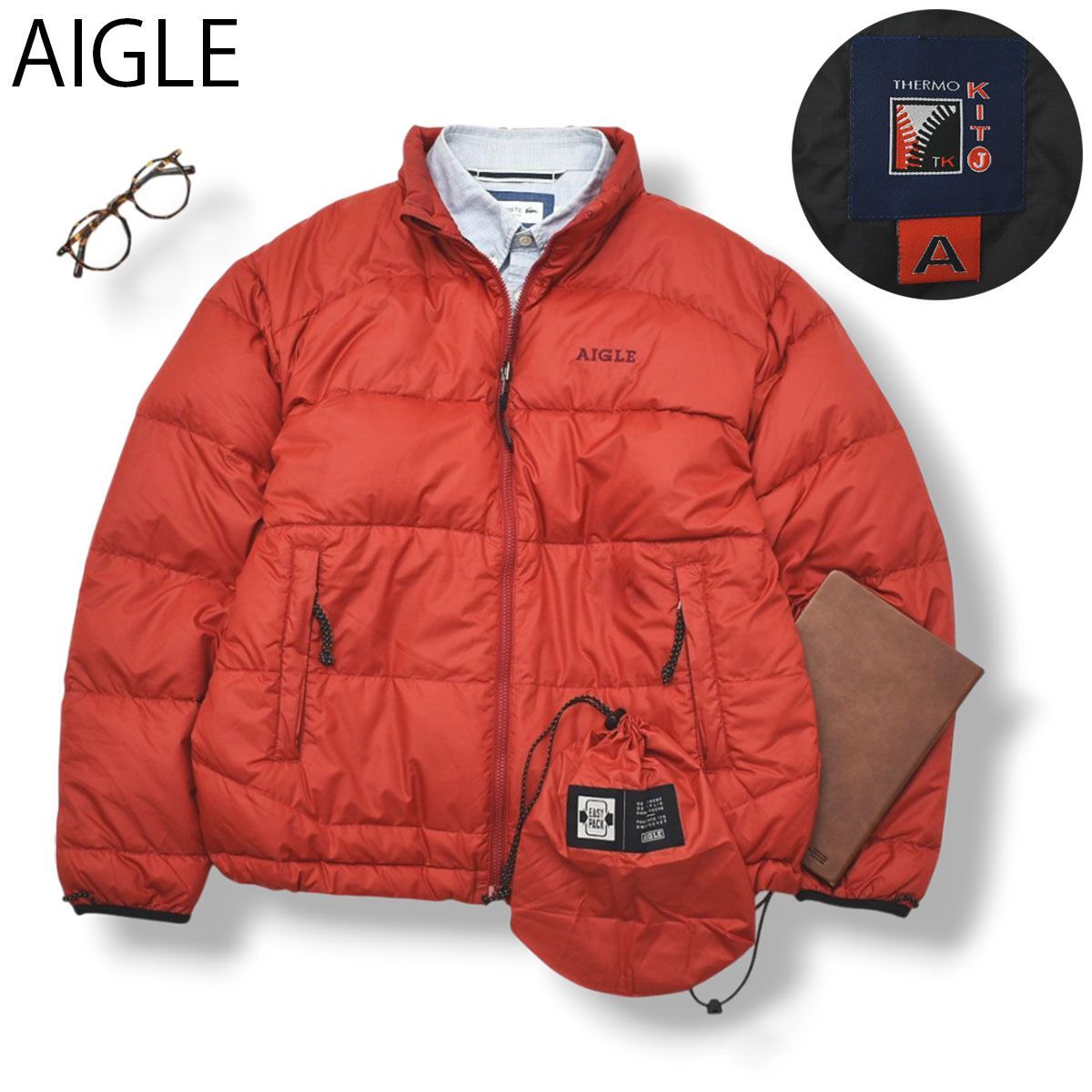 収納袋付き】 エーグル AIGLE ダウン ジャケット サーモキット タイプ