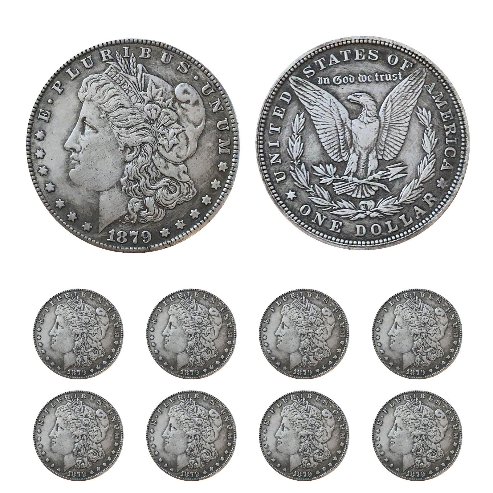 モルガンシルバーダラー 銅製コイン 手品 マジックコイン マジック道具 復刻版 レプリカ 小道具 飾り コレクション マジックショー 重印品 収蔵可能  直径3.8cm 10枚セット - メルカリ