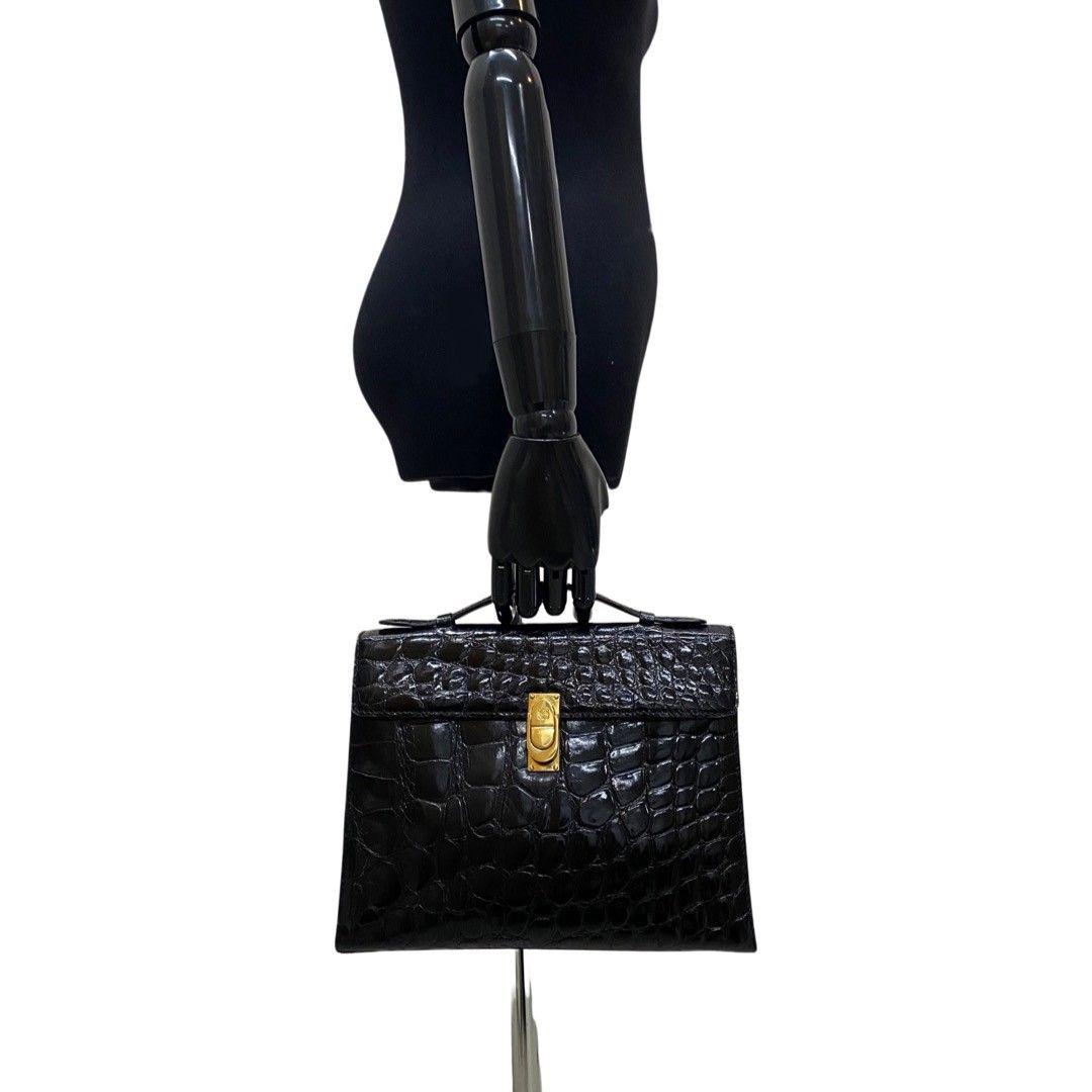 極 美品 LOEWE ロエベ ヴィンテージ アナグラム ロゴ 金具 クロコ