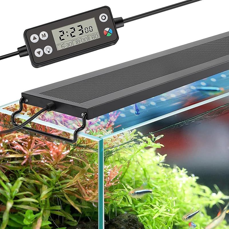 hygger 水槽ライト LEDアクアリウムライト 90-105CM対応 新開発のDIYモード WRGB割合を調整 LCDディスプレイ 8色白|赤|橙|黄|緑|青|藍|紫LED 昼光と月光モード タイマー自由に設定 10段階明るさ調整 IP68防水仕様 観