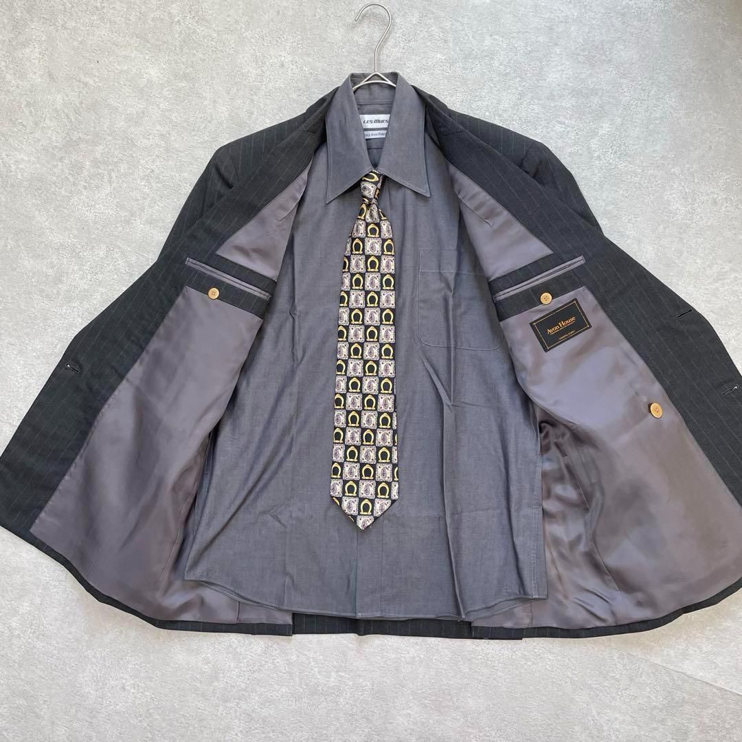 90s ヴィンテージ セットアップ ダブルスーツ グレー ストライプ 極上