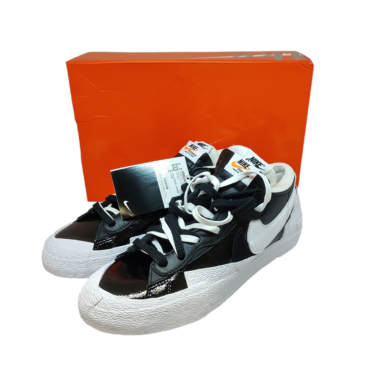 NIKE ナイキ x SACAI サカイ Blazer Low Black Patent Leather ローカット スニーカー DM6443 001 27.5 ブラック