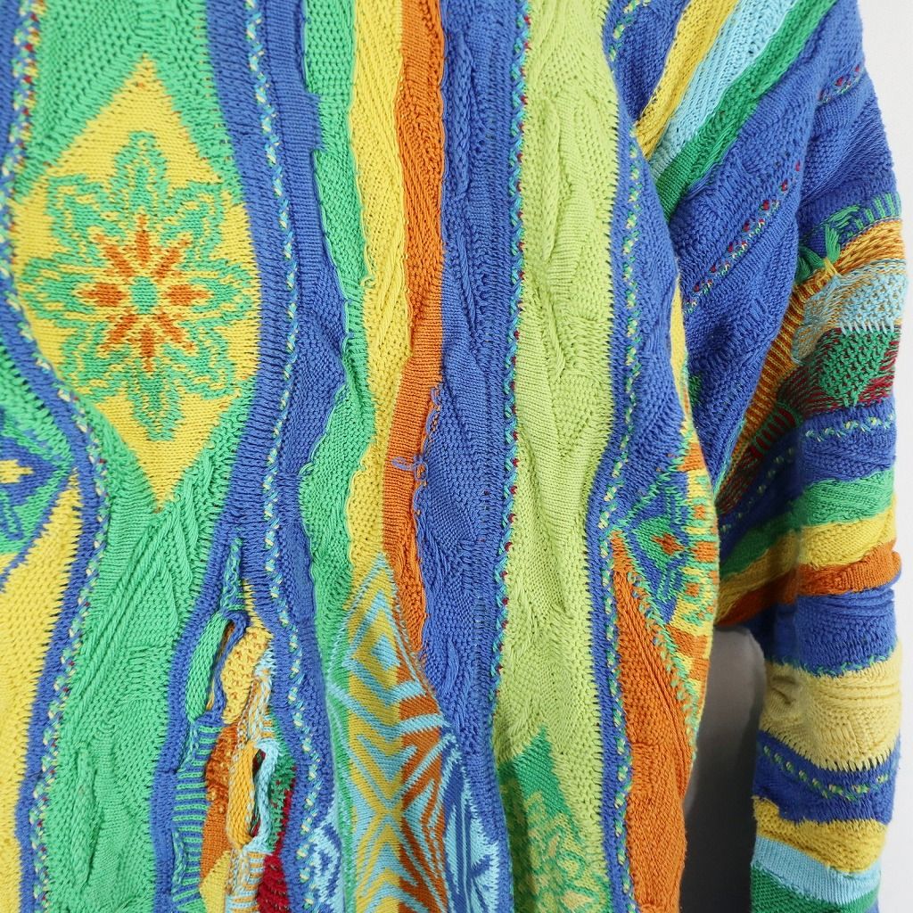 90年代 COOGI クージー 3Dニット 丸首 セーター マルチカラー (メンズ