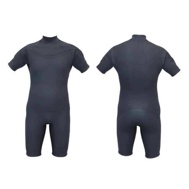 日本製 ♥ 3|2mm | ロングチェスト半袖スプリング | メンズ既成サイズ オールブラックジャージ