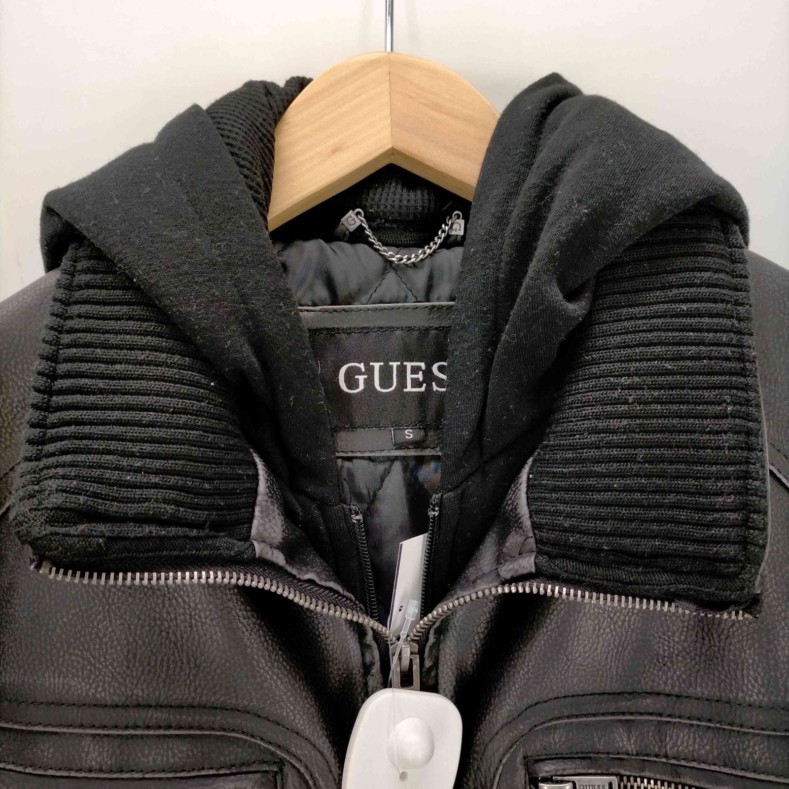 ゲス GUESS フードライナー付き フェイクレザージャケット メンズ 