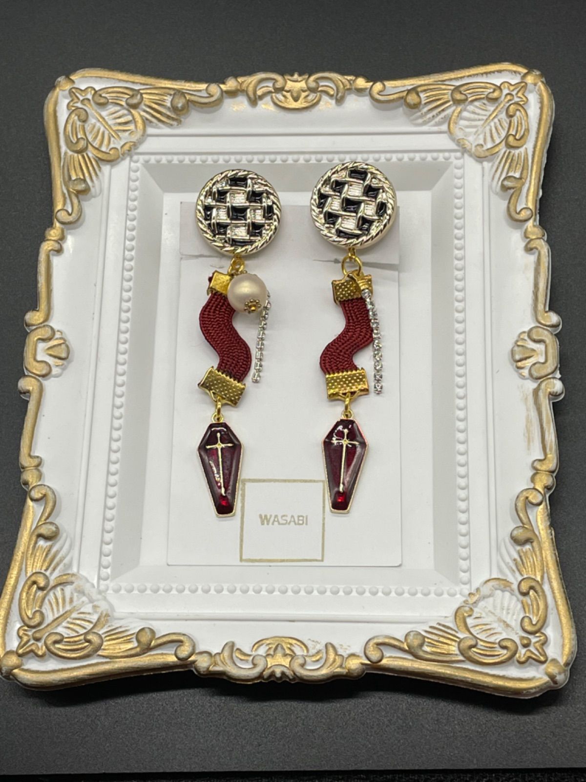 ハロウィン）（送料無料）ブラックチェックとラインストーンとクロスの