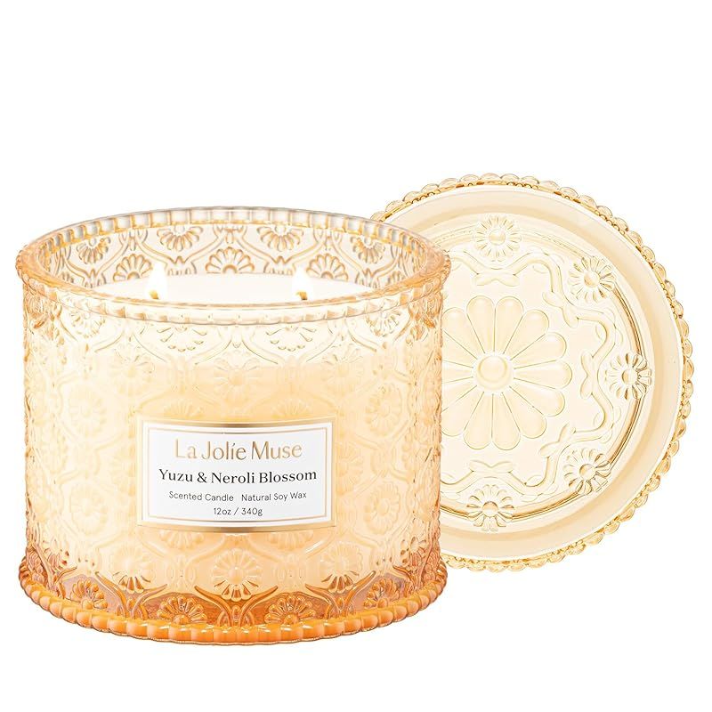 LA JOLIE MUSE アロマキャンドル 柚＆ネロリ ホームフレグランス ラージ 2本の芯 340g プレゼント ギフト クリーンな燃焼 1
