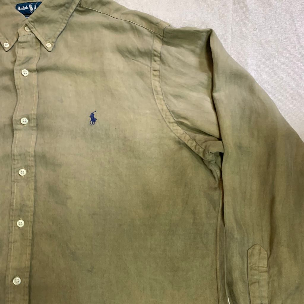 レア ラルフローレン ラガーシャツ INDIAN ビンテージ stabridge INDIGO LABEL] ：インディゴ 5分袖 ラガーシャツ ｜The DUFFER